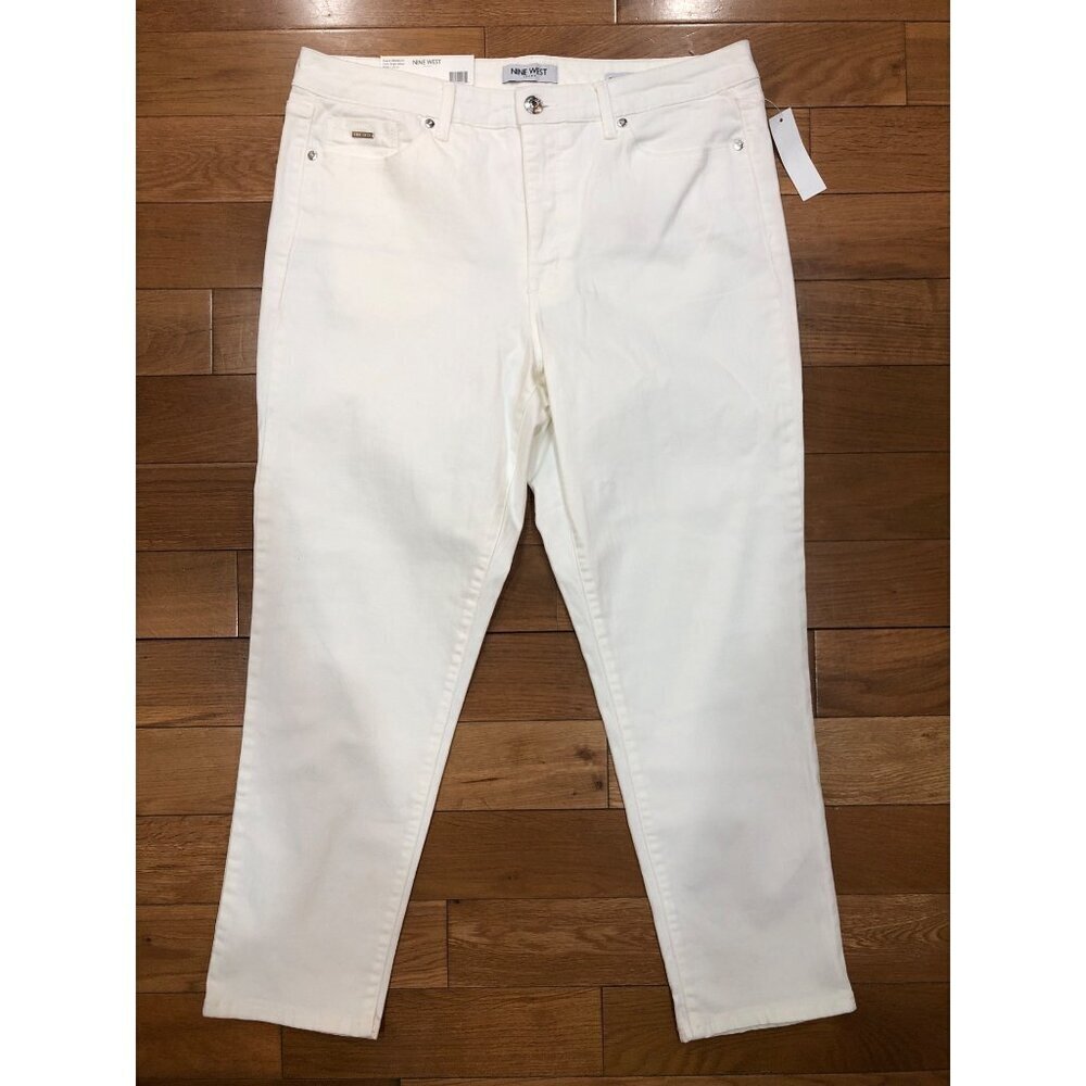 NWT Nine West Gramercy Crop Slim Fit Bright White Jeans Size 12